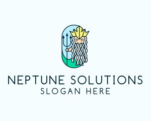 Neptune - Trident King Poseidon logo design