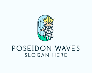 Trident King Poseidon logo design