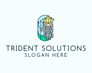 Trident King Poseidon logo design