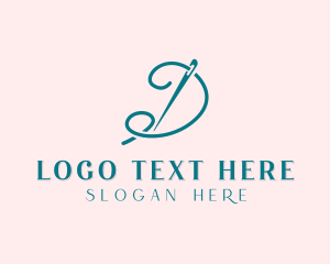 Sewing Needle - Needle & Thread Letter D logo design