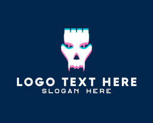 Glitch - Skeleton Skull Fangs logo design