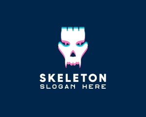Skeleton Skull Fangs logo design
