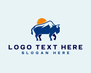 Cattle - Bison Mountain Sunset logo design