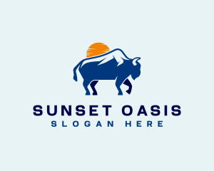 Bison Mountain Sunset logo design