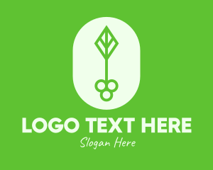 Padlock - Green Leaf Key logo design