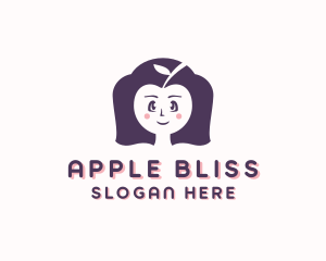 Girl Apple Fruit logo design