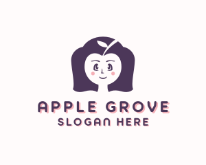 Girl Apple Fruit logo design