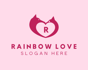 Heart Cat & Dog logo design