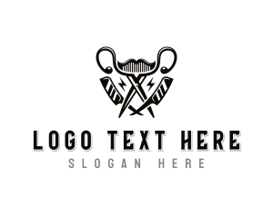 Mustache - Shears Razor Hairdresser logo design