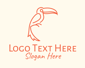 Monoline - Orange Toucan Bird logo design