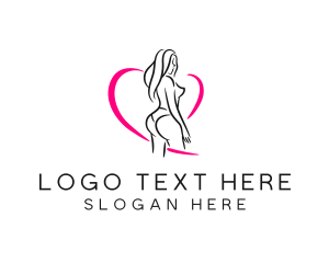 Studio - Curvy Woman Heart Line logo design