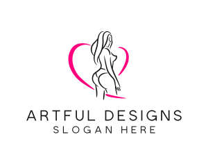 Curvy Woman Heart Line logo design