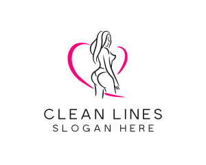 Curvy Woman Heart Line logo design