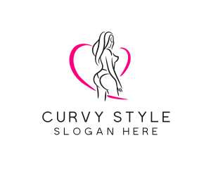 Curvy Woman Heart Line logo design