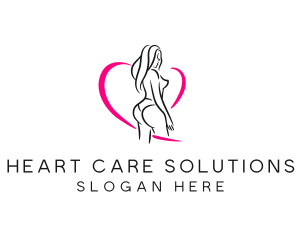 Curvy Woman Heart Line logo design