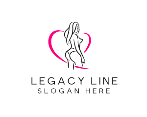 Curvy Woman Heart Line logo design