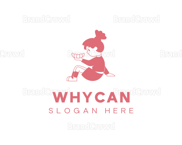 Bakery Croissant Girl Logo