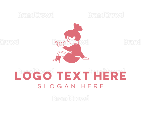 Bakery Croissant Girl Logo