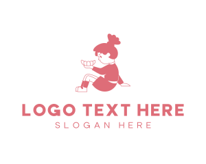 Girl - Bakery Croissant Girl logo design