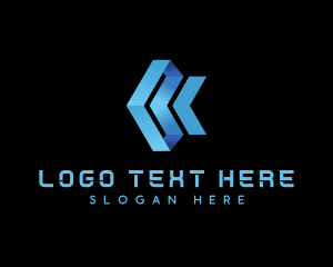 Techno - Geometric Arrow Letter K logo design