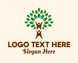 Human - Leaves Tree Human logo design