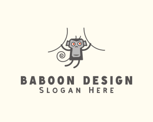 Baboon - Hanging Monkey Animal logo design
