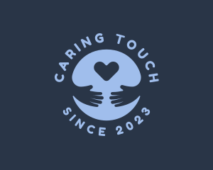 Caregiver - Blue Hand Heart logo design