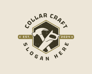 Saw Hammer Carpentry logo design