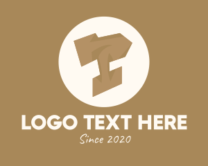 Log - Wooden Brown Letter T logo design