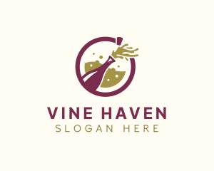 Liquor Wine Bottle logo design