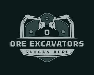 Excavator Industrial Backhoe logo design