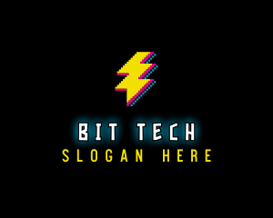 Pixel Lightning Bolt logo design