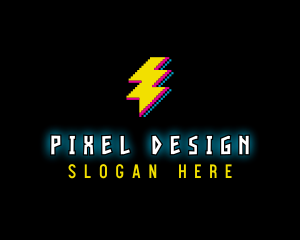 Pixel Lightning Bolt logo design