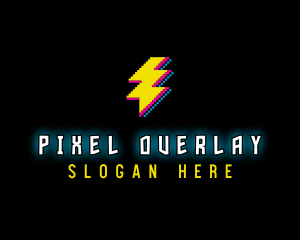 Pixel Lightning Bolt logo design