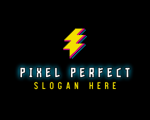 Pixel Lightning Bolt logo design