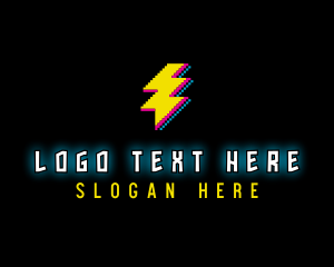Pixelated - Pixel Lightning Bolt logo design