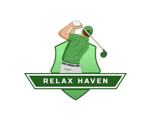 Golfer Sports Shield logo design