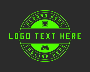 Badge - Green Gaming Skull logo design