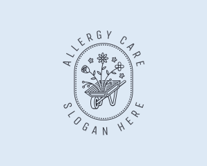 Floral Wheelbarrow Lawn Care logo design