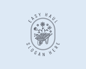 Floral Wheelbarrow Lawn Care logo design