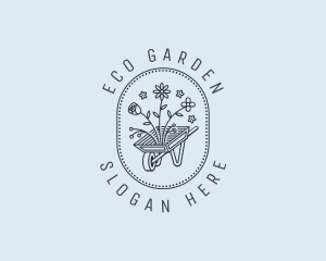 Greenery - Floral Wheelbarrow Lawn Care logo design