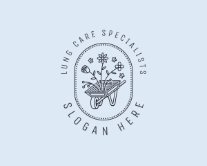 Floral Wheelbarrow Lawn Care logo design