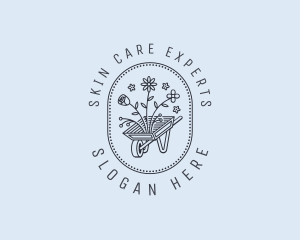 Floral Wheelbarrow Lawn Care logo design