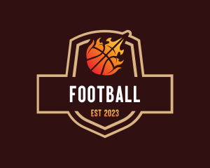 Team - Flaming Basketball Shield logo design