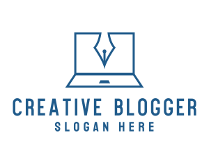 Blogger - Blogger Laptop Pen logo design