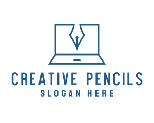 Blogger Laptop Pen logo design