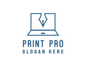 Printer - Blogger Laptop Pen logo design