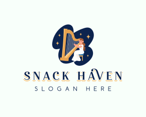 Female Harp Musician logo design