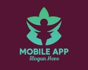 Green Lotus Flower Person Logo