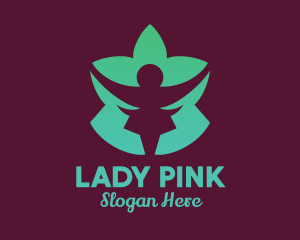 Negative Space - Green Lotus Flower Person logo design